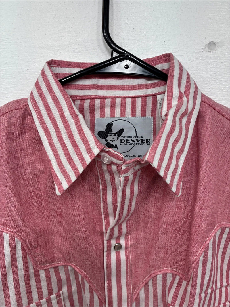 New Women’s Denver Pink Stripe Long Sleeve Pearl Snap Medium LL-101