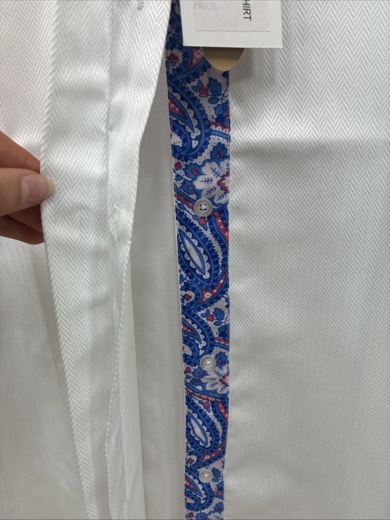 New Women’s Royal Highness White Designed Short Sleeve English Shirt 40 DD-34