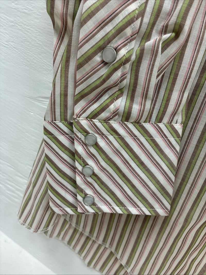 New Men’s Trail Ridge Multiple Color Stripe Long Sleeve Pearl Snap 2XL H-32