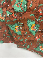 New Women’s Tem Tex Orange Floral Long Sleeve Pearl Snap Size 30 MM-105