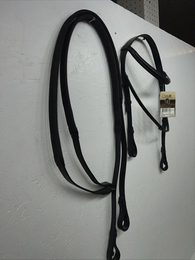 New Camelot Black Event English Full Headstall With Grip Reins #140800 BB-7