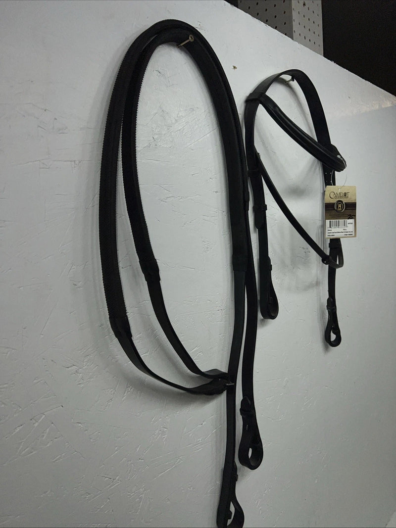 New Camelot Black Event English Full Headstall With Grip Reins #140800 BB-7