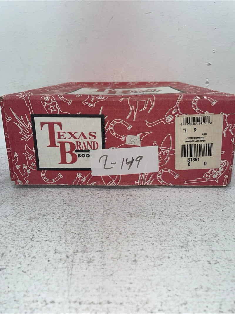 New Youth Brown Lace Up Texas Brand Cowboy Boots. B 1361 3.5 3 1/2 D. 2-170