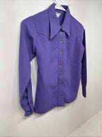 New Women’s Western Fashion Purple Long Sleeve Button Up Size 12 MM-71