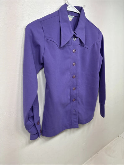 New Women’s Western Fashion Purple Long Sleeve Button Up Size 12 MM-71