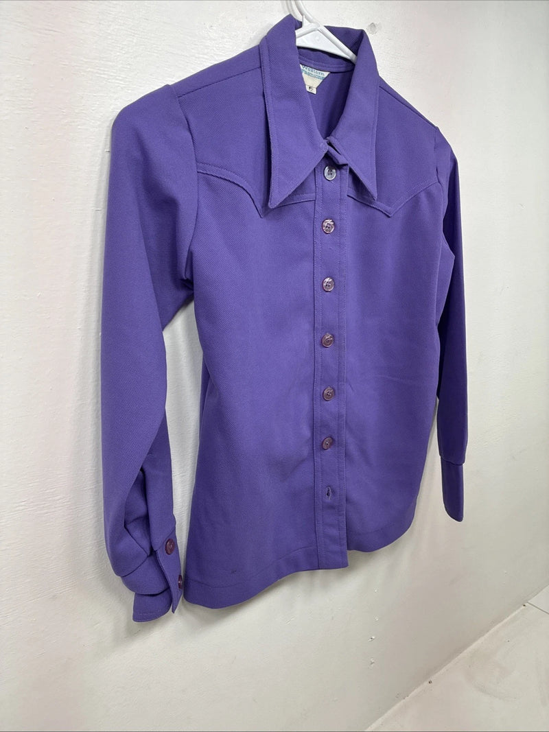 New Women’s Western Fashion Purple Long Sleeve Button Up Size 12 MM-71