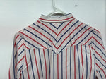 Me Siemens H Bar C Red Blue Stripe Long Sleeve Pearl Snap Size 34 LL-46