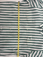 New Women’s Longhorn Green Stripe Short Sleeve Button Up Size 16.5 GG-3