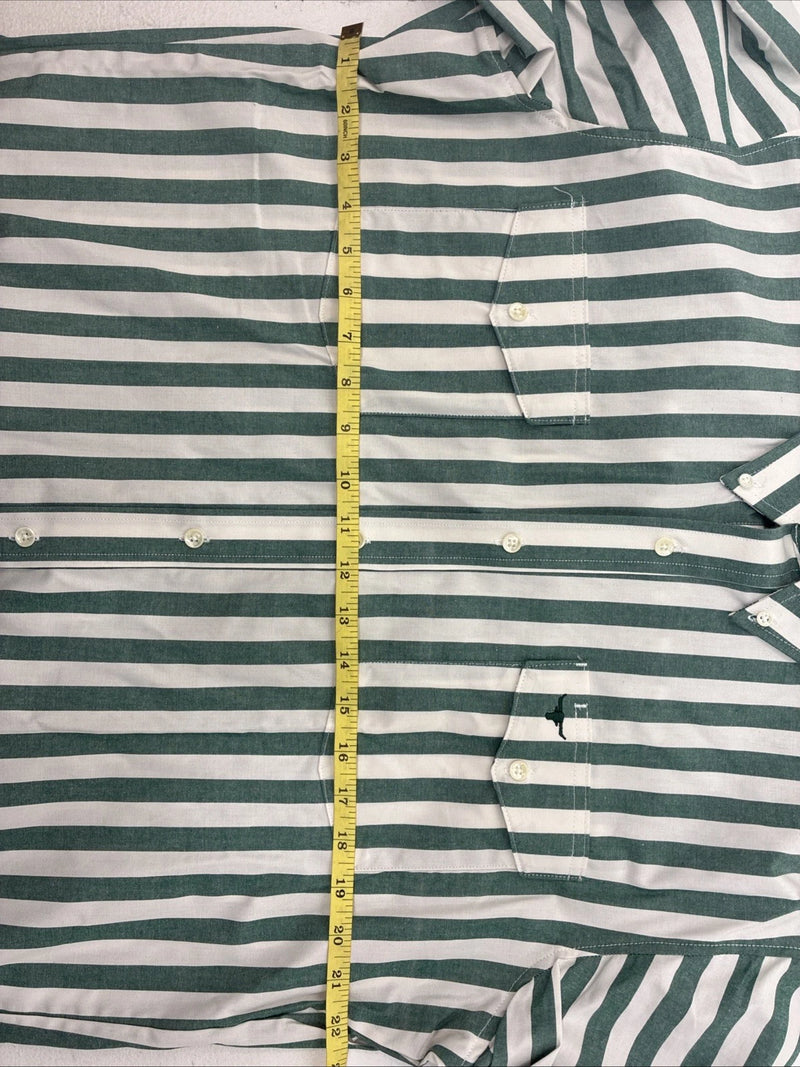 New Women’s Longhorn Green Stripe Short Sleeve Button Up Size 16.5 GG-3