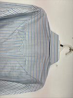 New Women’s White Horse Blue Stripe Long Sleeve Pearl Snap Large GG-74