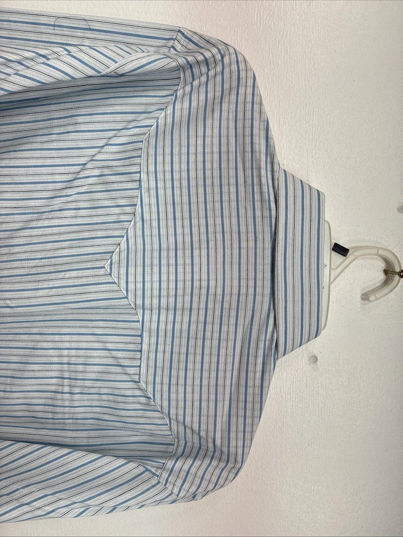 New Women’s White Horse Blue Stripe Long Sleeve Pearl Snap Large GG-74