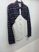 New Men’s Cowboy Threads White Multiple Color Long Sleeve Button Up Medium K-21