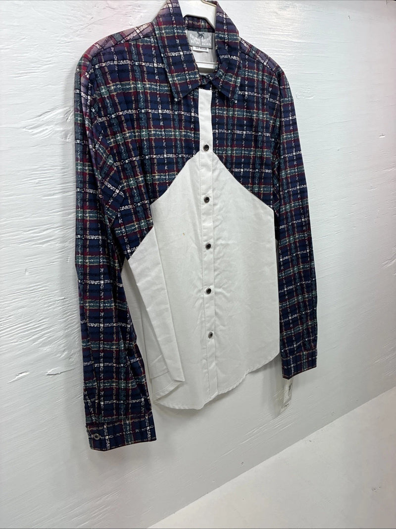 New Men’s Cowboy Threads White Multiple Color Long Sleeve Button Up Medium K-21