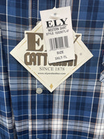 New Men’s ELY Cattleman Blue Long Sleeve Pearl Snap 3XL E-29