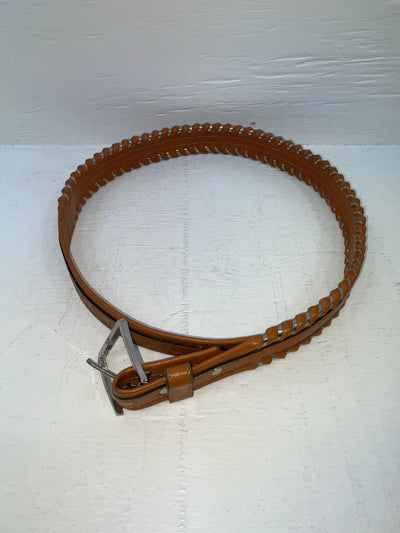 New Brown Genuine Leather Circle Y Weaved 30” Belt #8388 JJ-155