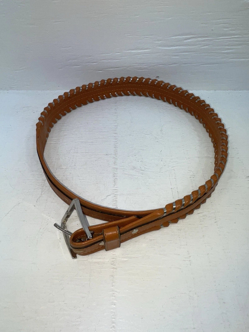 New Brown Genuine Leather Circle Y Weaved 30” Belt #8388 JJ-155