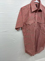 New Men’s Western Shirts Red Checkered Short Sleeve Pearl Snap  Small J-71