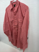 New Men’s Dickson Jenkins Red Checkered Long Sleeve Pearl Snap 16 Large AA-36