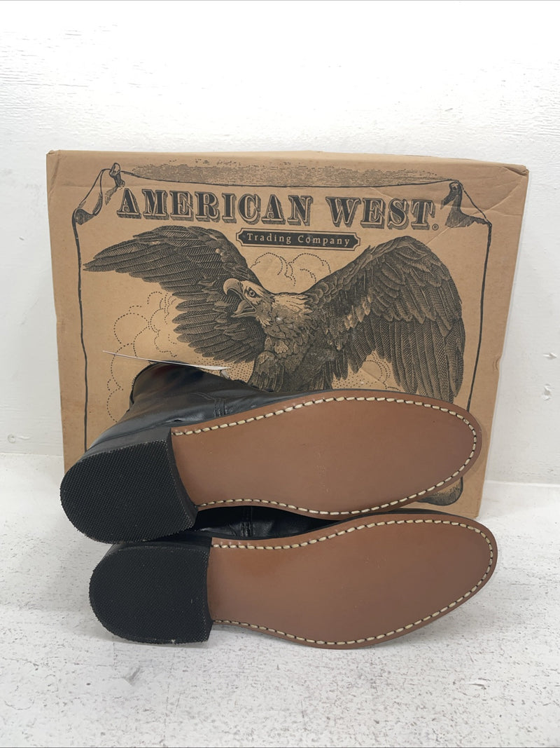 New Men’s Black Lace Up American West Cowboy Boots. 5991 9.5 9 1/2 D. 5-22