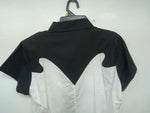 New Women’s Black White Cumberland Outfitters Short Sleeve Button Up Shirt 3B-55