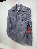 New Women’s Dickson Jenkins Blue Checker Long Sleeve Pearl Snap Size 32 MM-92