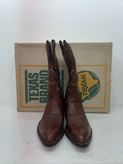 New Men’s Brown Texas Brand Cowboy Boots. 7953 9.5 9 1/2 D. 5-42