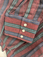 New Men’s ELY Cattleman Red Multicolor Stripe Long Sleeve Pearl Snap XL T-45