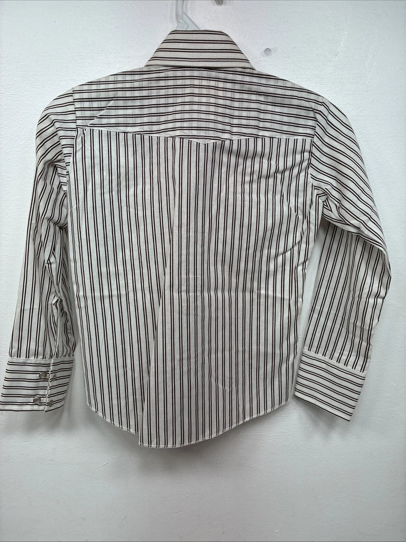 New Kids Kangaroo Brown Stripe long Sleeve Pearl Snap Size 8 DD-136
