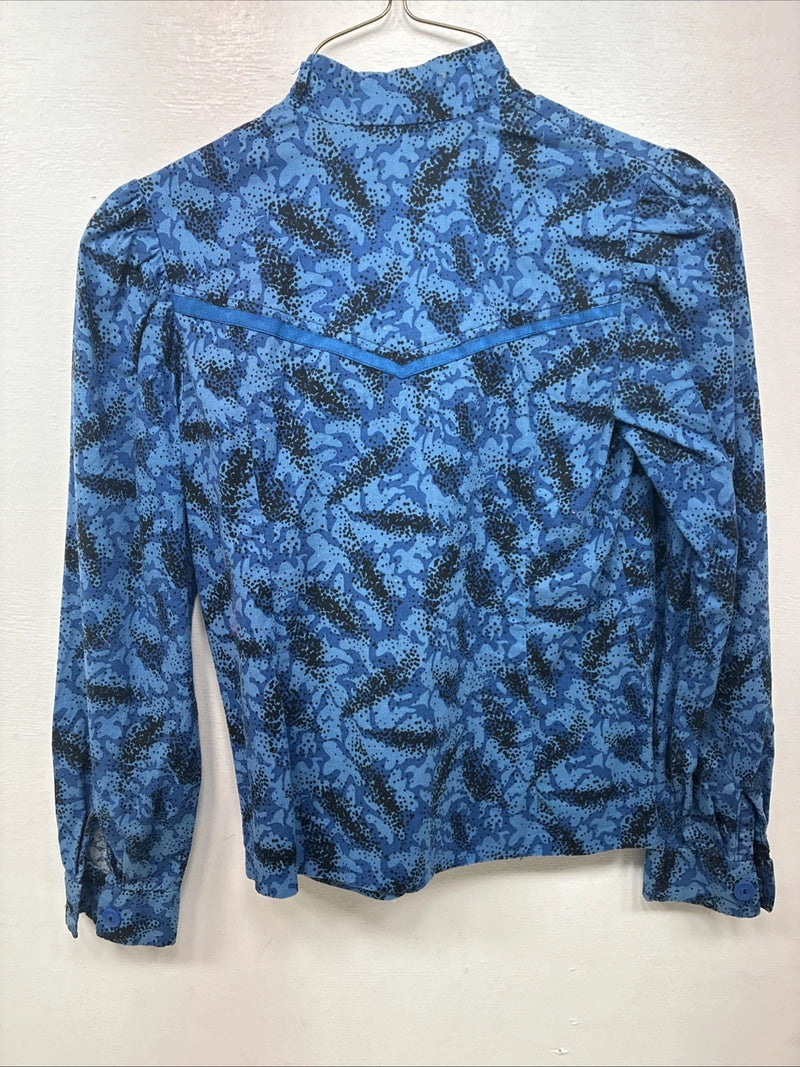 New Kids Blue Designed Long Sleeve Button Up Medium TT-45