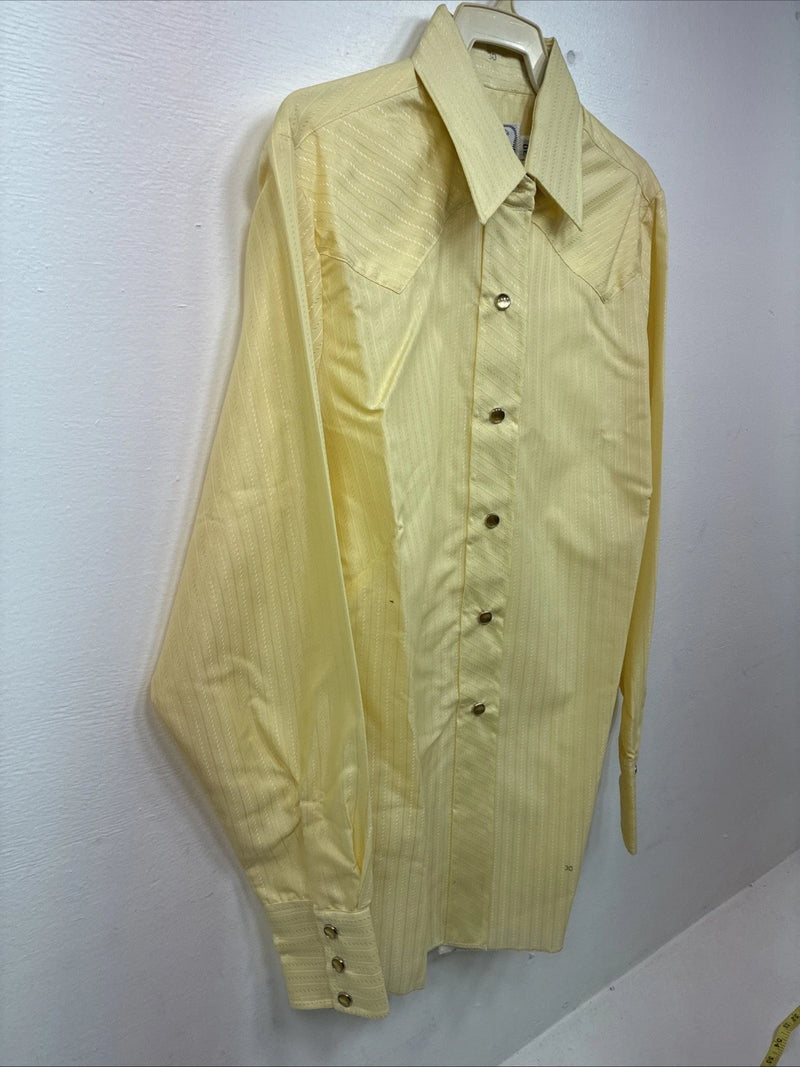 New Girls H Bar C Yellow Stripe Long Sleeve Pearl Snap Size 30 DD-125