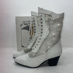 New Women’s White Lace Up American West Cowboy Boots. 515 9.5 9 1/2 M. 17-108