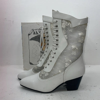 New Women’s White Lace Up American West Cowboy Boots. 515 9.5 9 1/2 M. 17-108