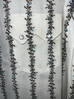 New Men’s White Floral White House Pearl Snap Long Sleeve Shirt. XXL G-67