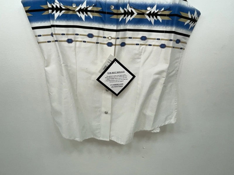 New Women’s White Aztec Cumberland Outfitters Cut Off Button Up Shirt M 3B-51