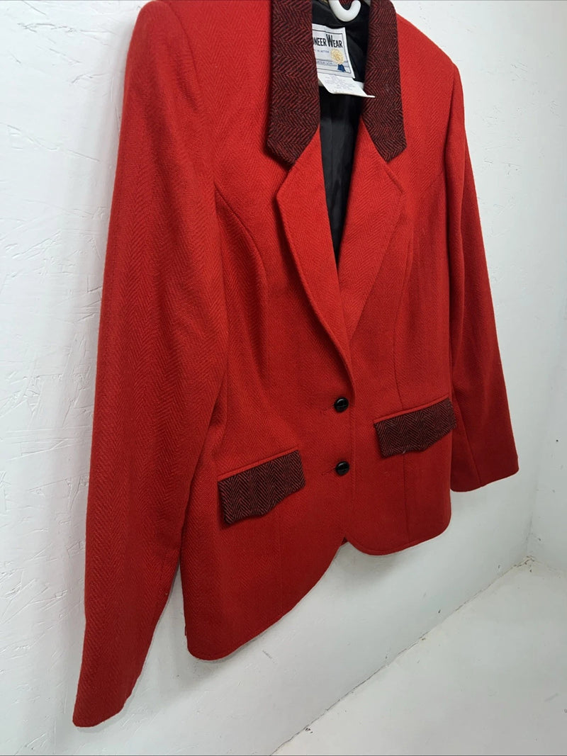 New Women’s Red Pioneer Wear Wool Blazer 14 #06151 UU-1