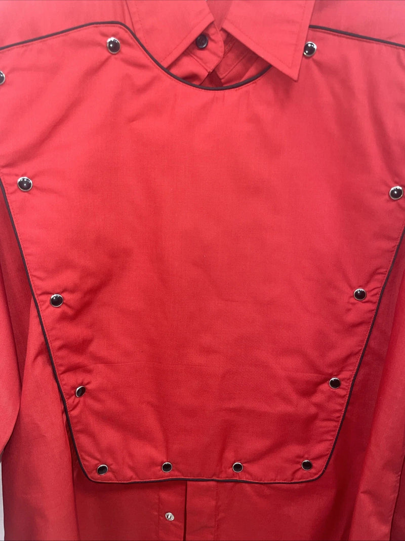 New Men’s ELY Diamond Red Long Sleeve Pearl Snap Medium B-122