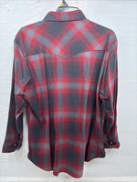 New Men’s ELY Cattleman Red Plaid Heavy Long Sleeve Pearl Snap Large CC-37