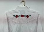 New Womens White Horse White Rose Long Sleeve Pearl Snap Large II-91