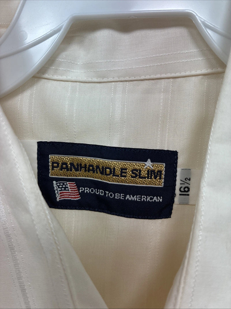 New Men’s Panhandle Slim Yellow Stripe Short Sleeve Pearl Snap 16.5 Large X-40