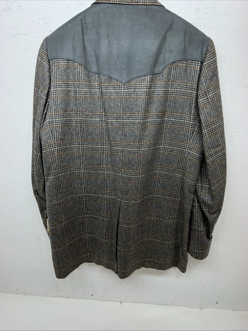 New Men’s California Ranchwear Gray Plaid Suit Jacket 42R #14753 R-602