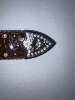 New Brown Genuine Leather Nocona Silver Bling Cross L Belt #N3487402 Z-81