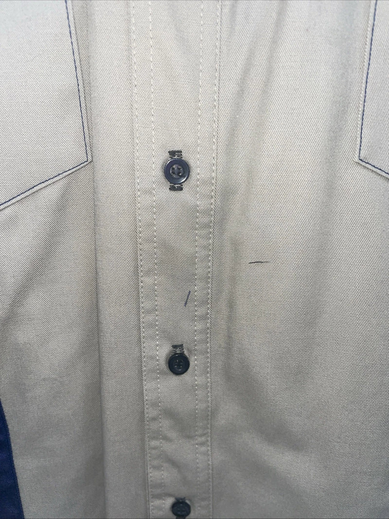 New Men’s Cowboy Threads Tan Purple Short Sleeve Button Up Medium B-105