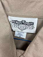 New Men’s San Angela Tan Multicolor Design Long Sleeve Button Up Medium K-74