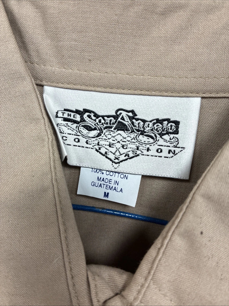 New Men’s San Angela Tan Multicolor Design Long Sleeve Button Up Medium K-74