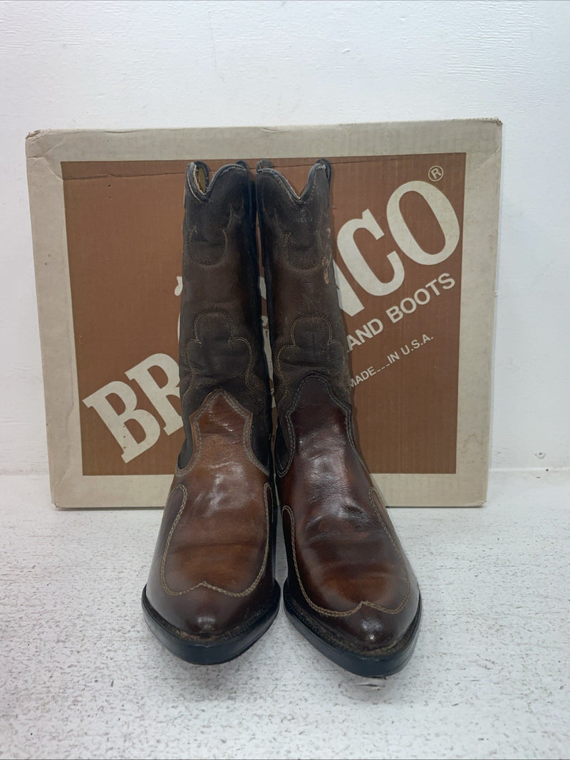 New Youth Brown Texas Brand Cowboy Boots. B 103 5 D. 2-121