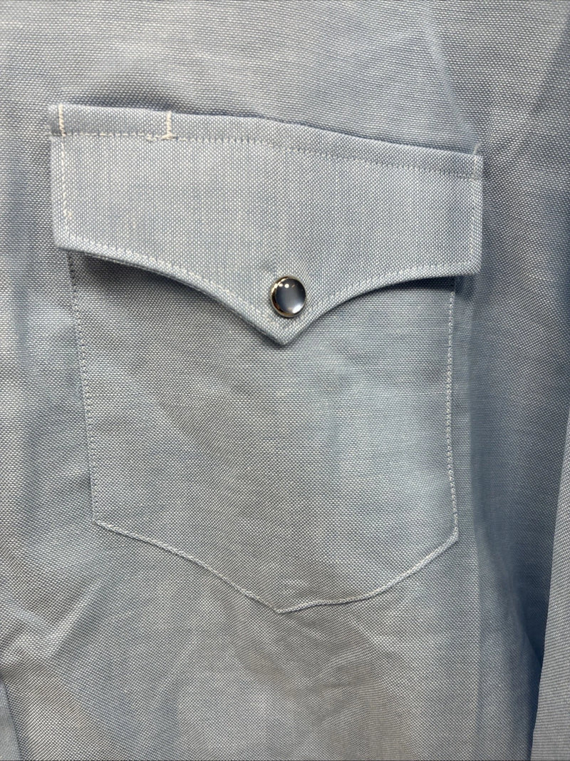 New Men’s Circle S Blue Long Sleeve Pearl Snap 16 X 36 Large X-62