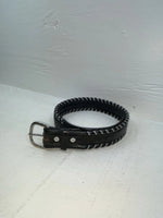 New Black Genuine Leather Weaved 26” Belt #76328 JJ-122