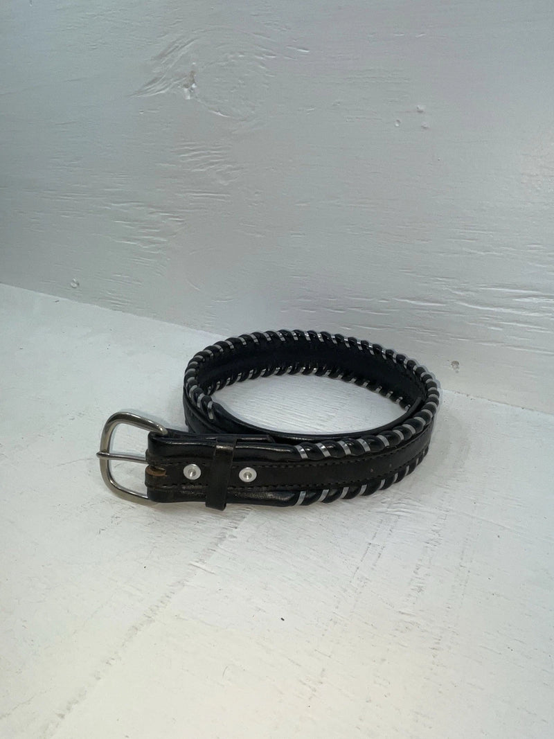 New Black Genuine Leather Weaved 26” Belt #76328 JJ-122