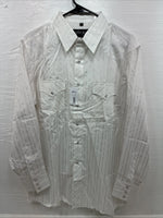 New Men’s White Horse White Stripe Long Sleeve Pearl Snap Large AA-77