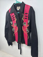 New Women’s 1849 RanchWear Black Design Long Sleeve Button Up Medium TT-120